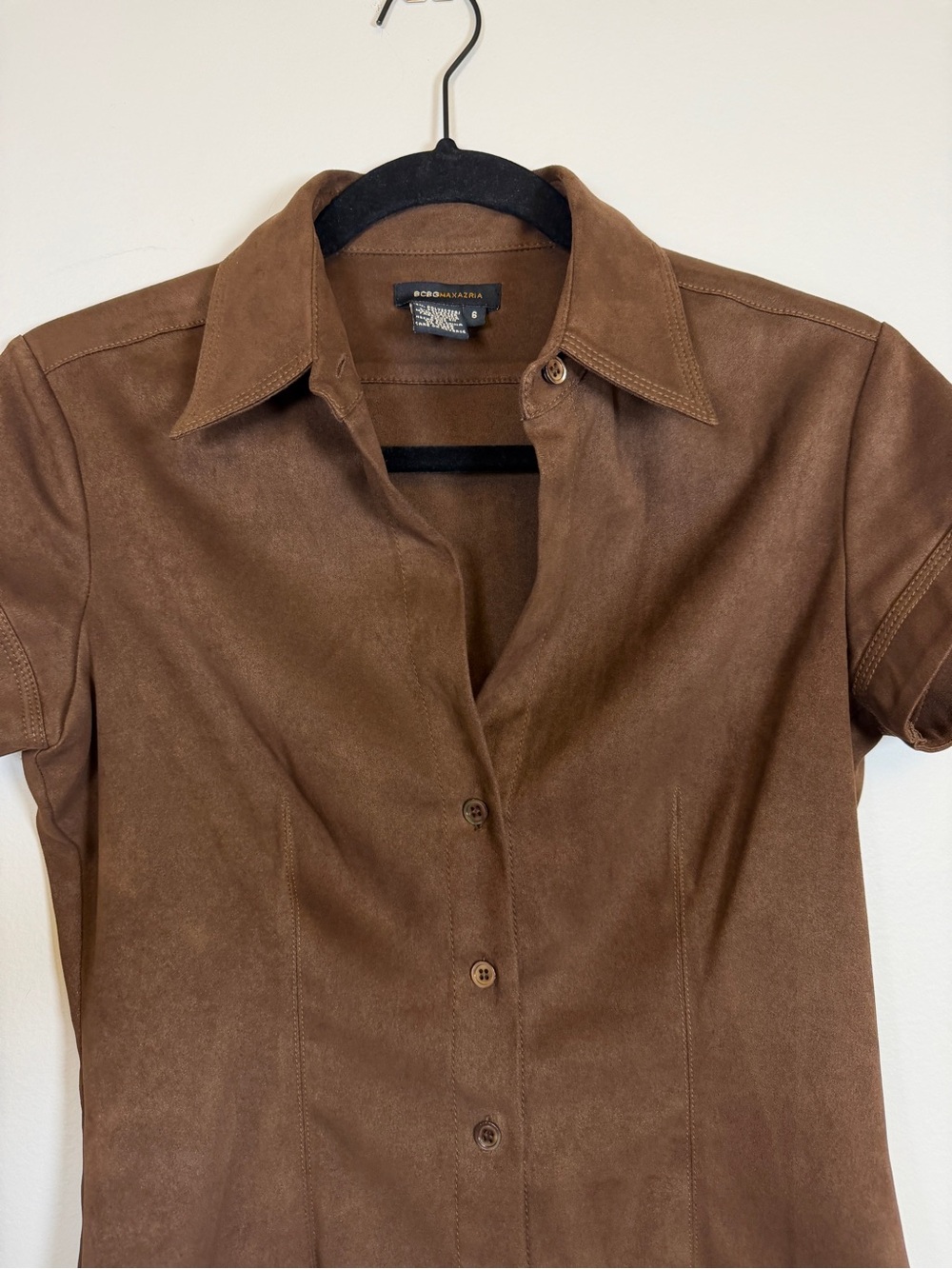 VINTAGE 90s INSANE BCBGMAXAZRIA Brown Faux Suede 2-Piece Skirt Set 6 Small Y2K - Picture 9 of 13